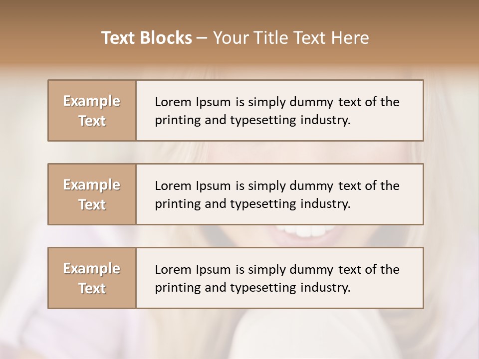 A Beautiful Blond Woman With Blue Eyes Smiling PowerPoint Template