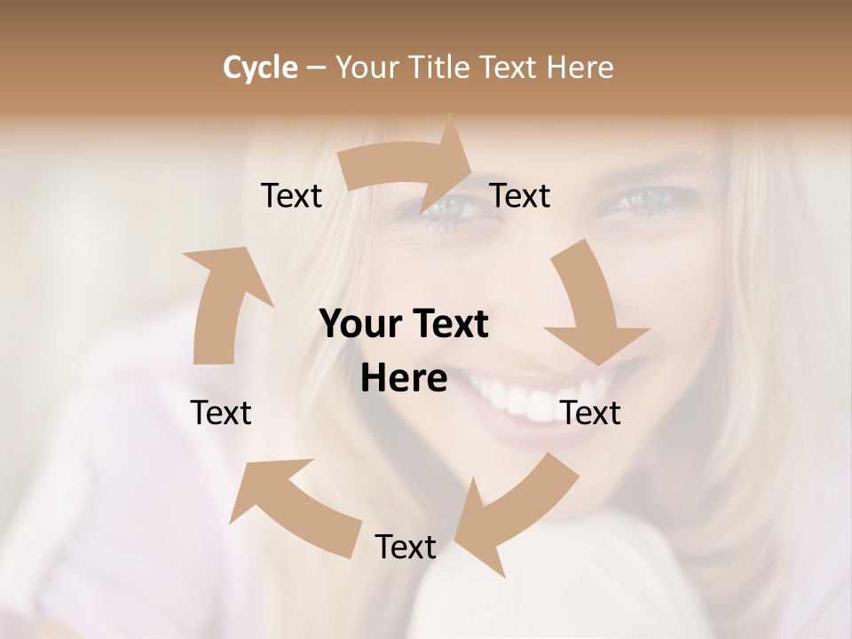 A Beautiful Blond Woman With Blue Eyes Smiling PowerPoint Template