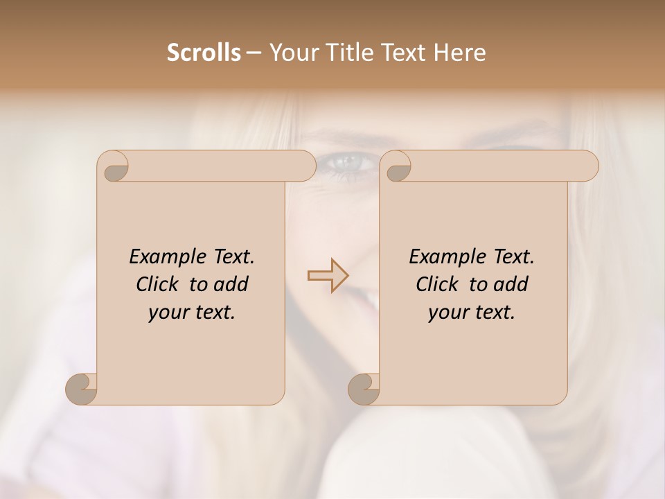 A Beautiful Blond Woman With Blue Eyes Smiling PowerPoint Template