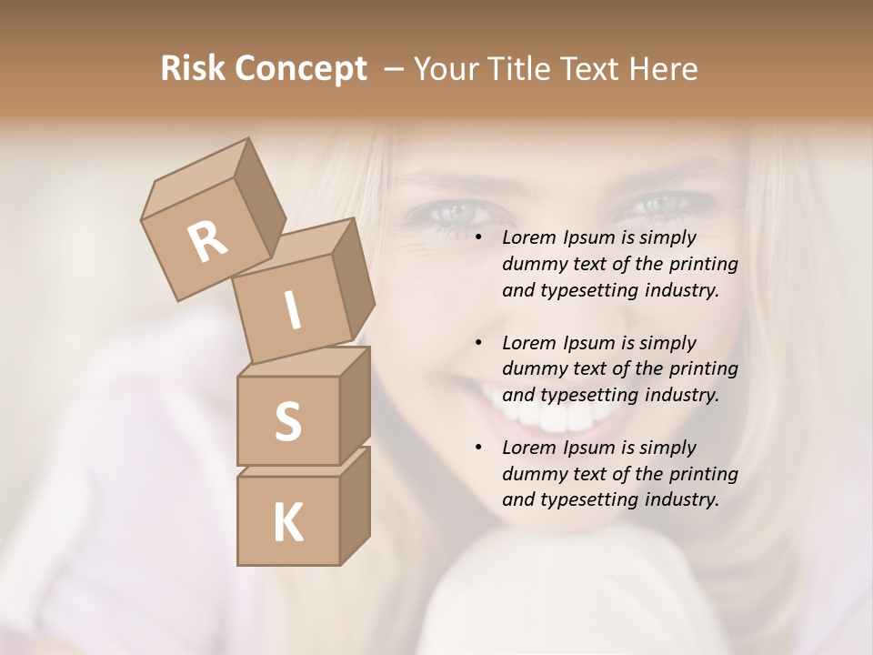 A Beautiful Blond Woman With Blue Eyes Smiling PowerPoint Template