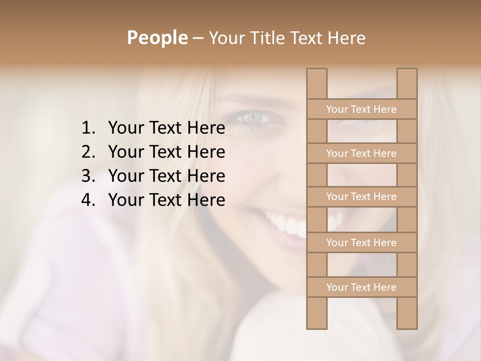 A Beautiful Blond Woman With Blue Eyes Smiling PowerPoint Template