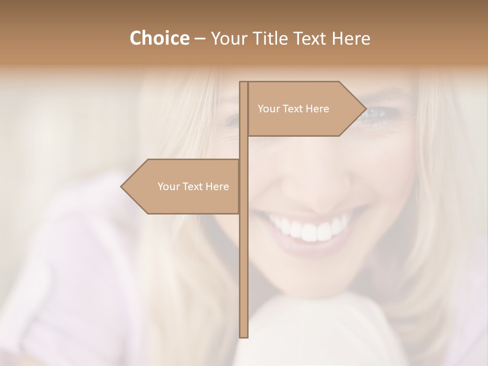 A Beautiful Blond Woman With Blue Eyes Smiling PowerPoint Template