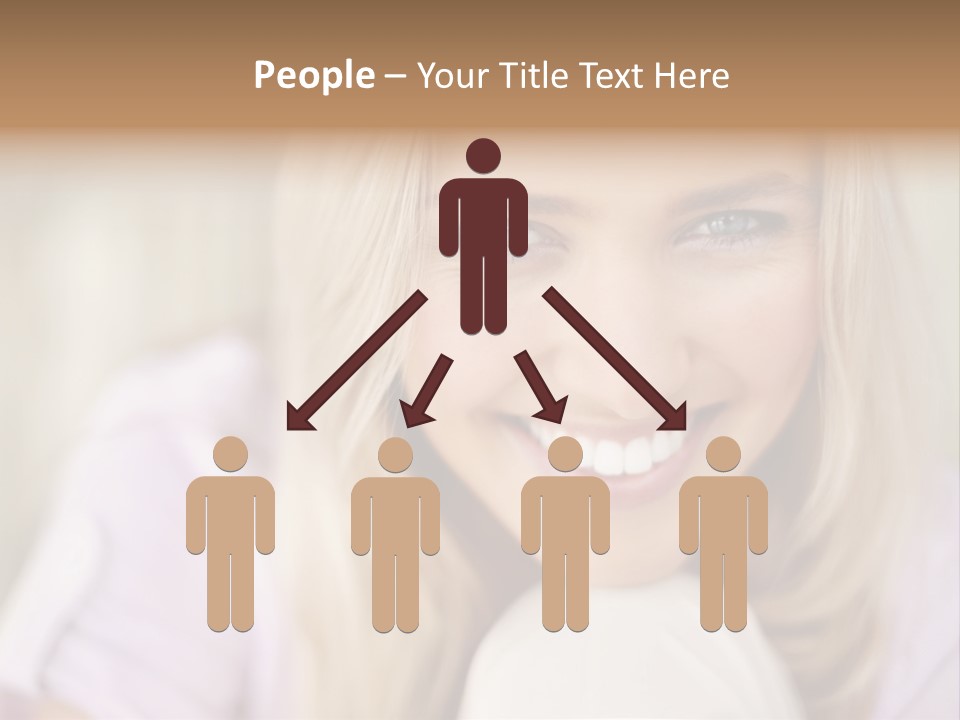 A Beautiful Blond Woman With Blue Eyes Smiling PowerPoint Template