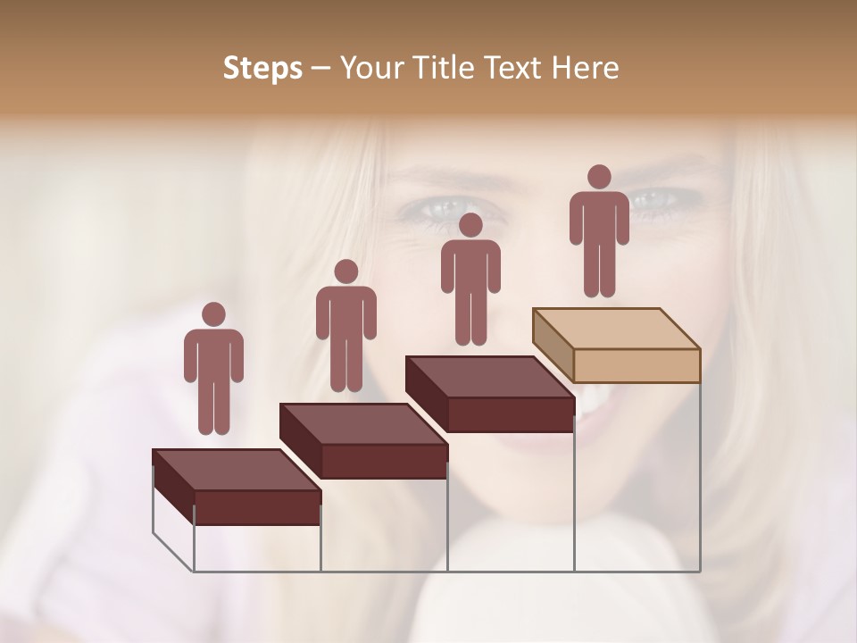 A Beautiful Blond Woman With Blue Eyes Smiling PowerPoint Template