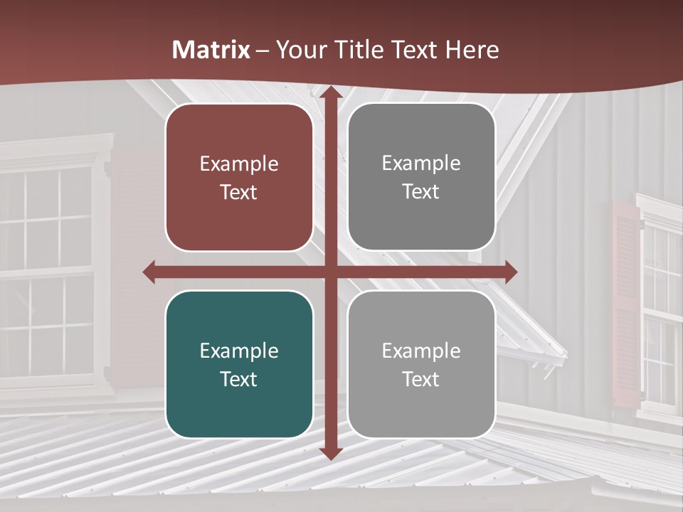 A Gray House With Red Shutters And A Metal Roof PowerPoint Template