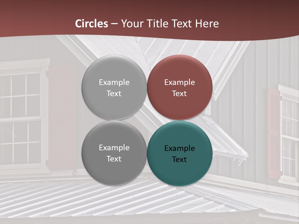 A Gray House With Red Shutters And A Metal Roof PowerPoint Template