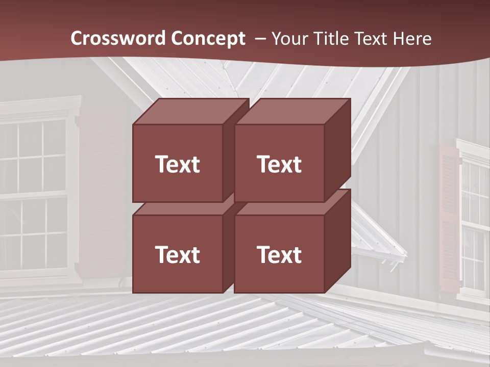 A Gray House With Red Shutters And A Metal Roof PowerPoint Template