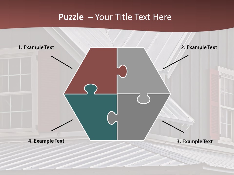 A Gray House With Red Shutters And A Metal Roof PowerPoint Template