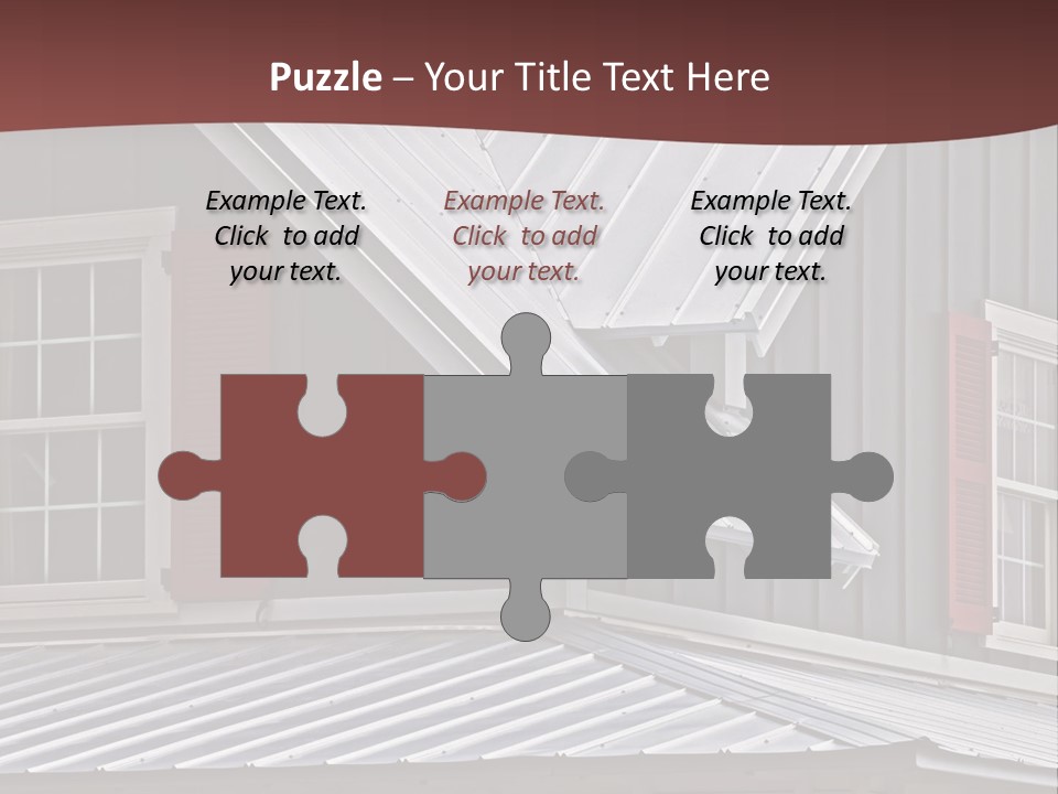 A Gray House With Red Shutters And A Metal Roof PowerPoint Template