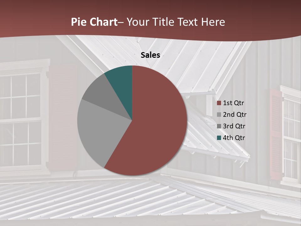 A Gray House With Red Shutters And A Metal Roof PowerPoint Template