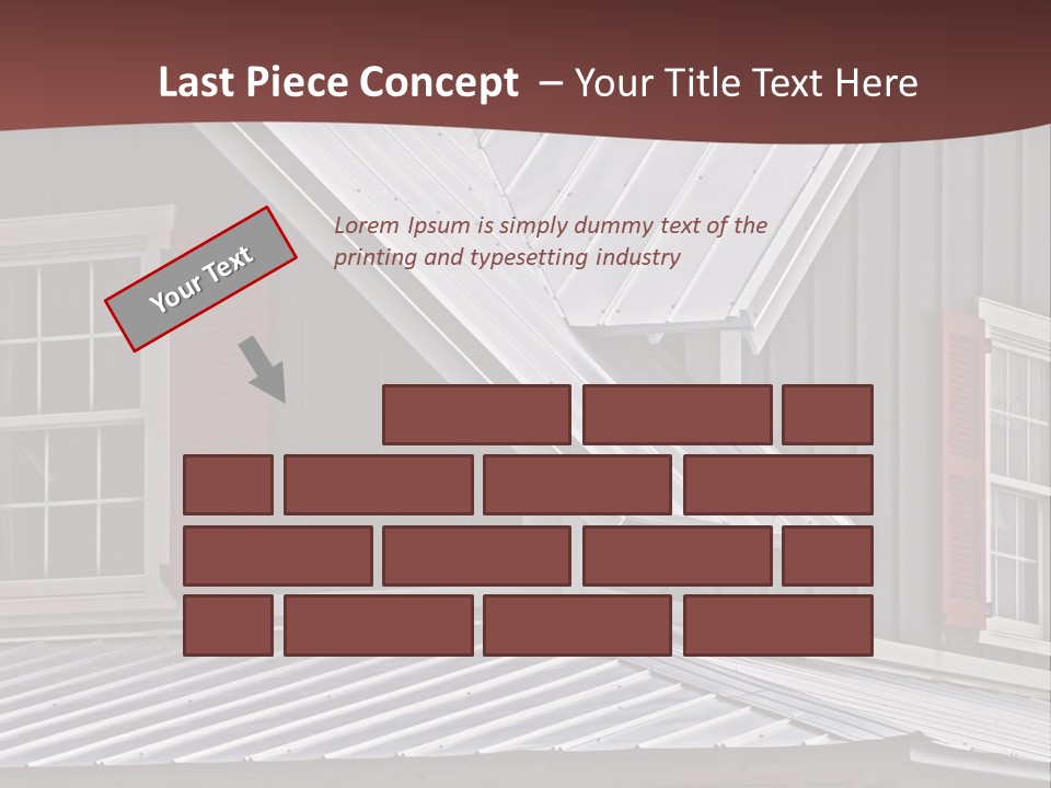 A Gray House With Red Shutters And A Metal Roof PowerPoint Template