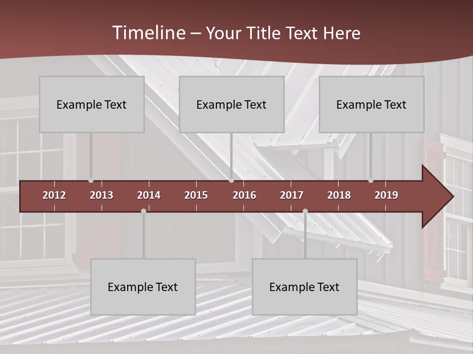 A Gray House With Red Shutters And A Metal Roof PowerPoint Template