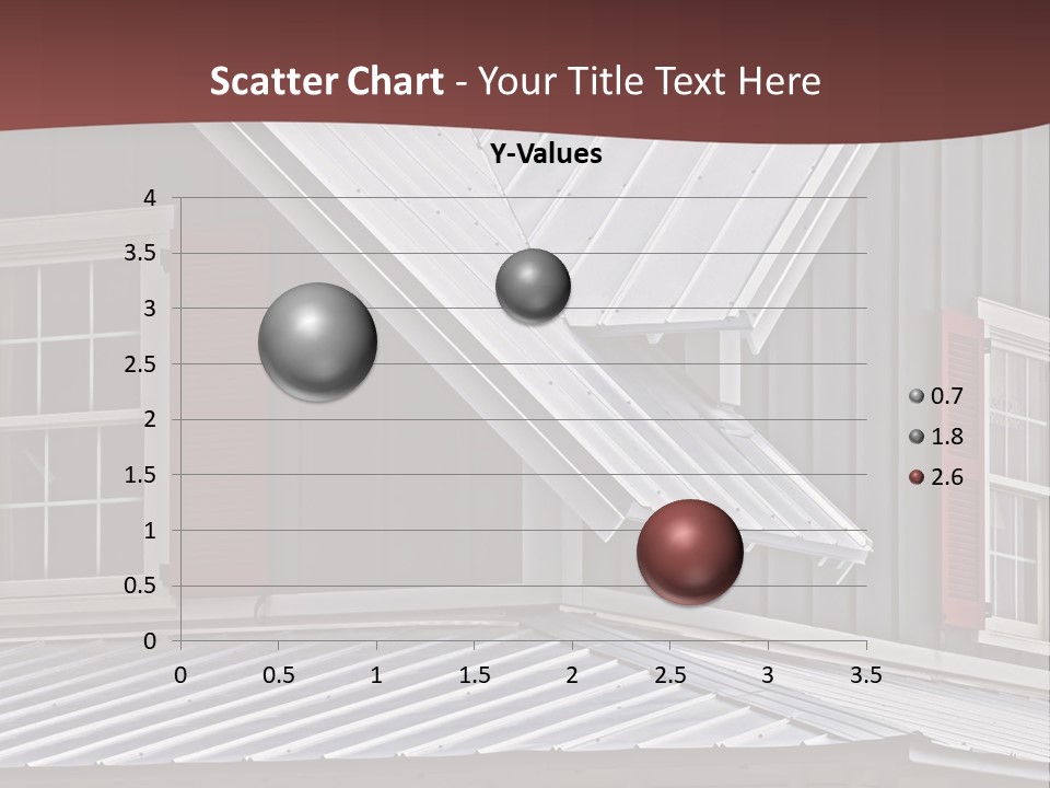 A Gray House With Red Shutters And A Metal Roof PowerPoint Template