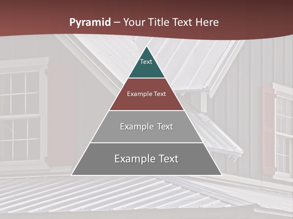 A Gray House With Red Shutters And A Metal Roof PowerPoint Template
