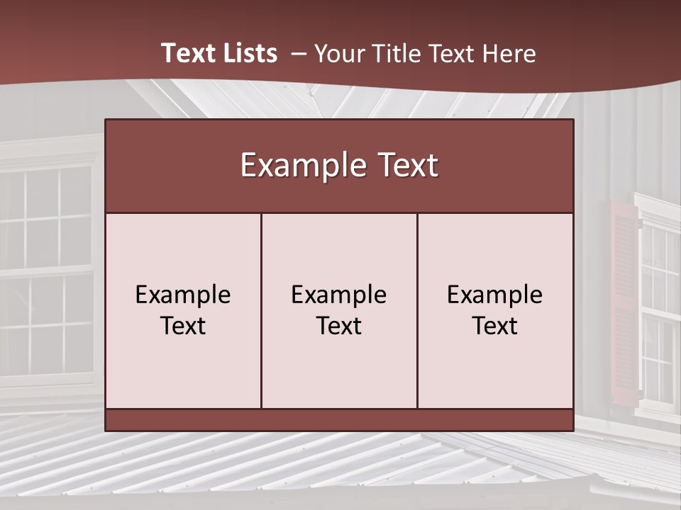 A Gray House With Red Shutters And A Metal Roof PowerPoint Template