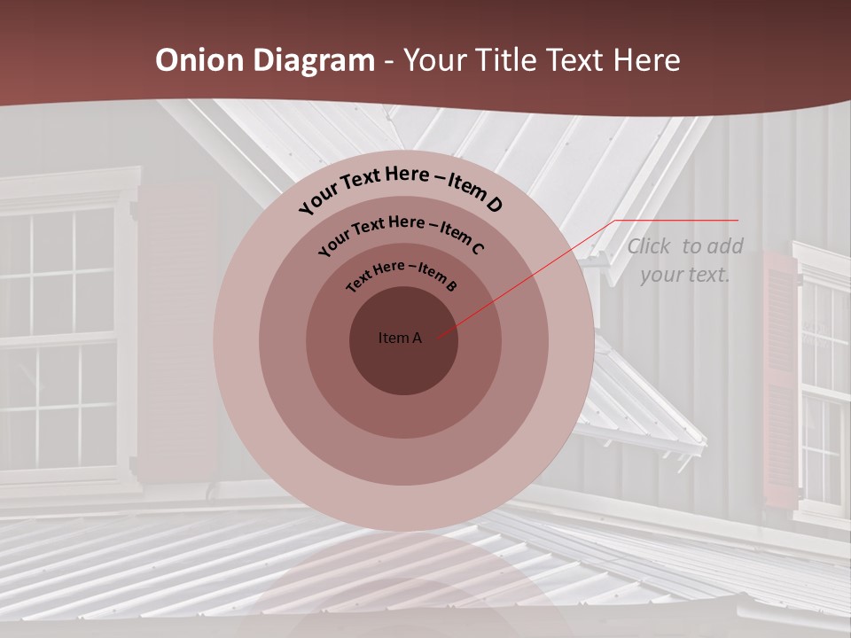 A Gray House With Red Shutters And A Metal Roof PowerPoint Template