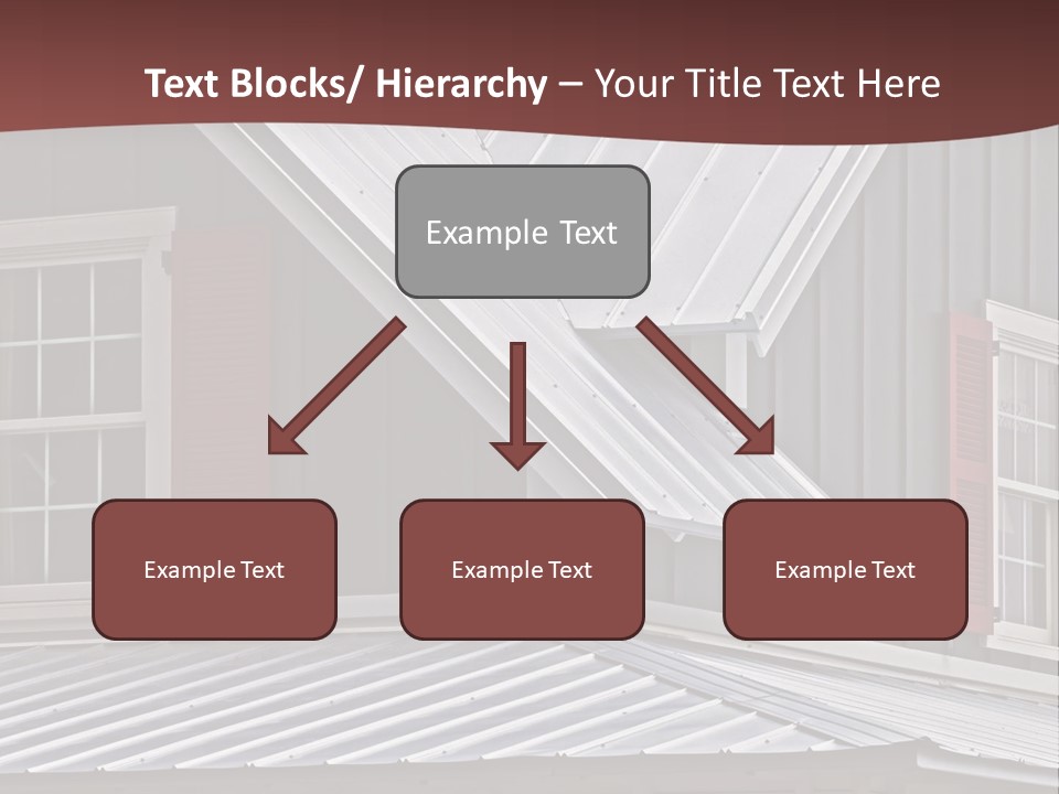 A Gray House With Red Shutters And A Metal Roof PowerPoint Template
