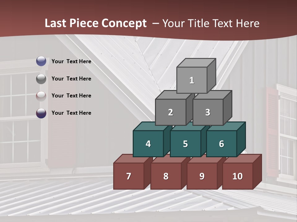 A Gray House With Red Shutters And A Metal Roof PowerPoint Template