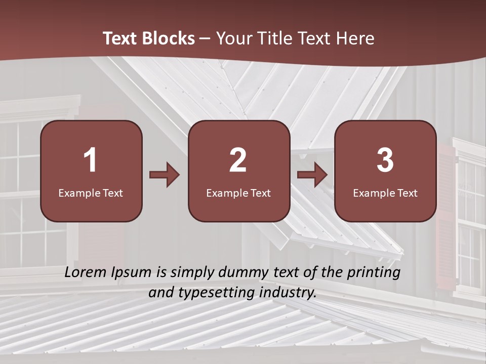 A Gray House With Red Shutters And A Metal Roof PowerPoint Template