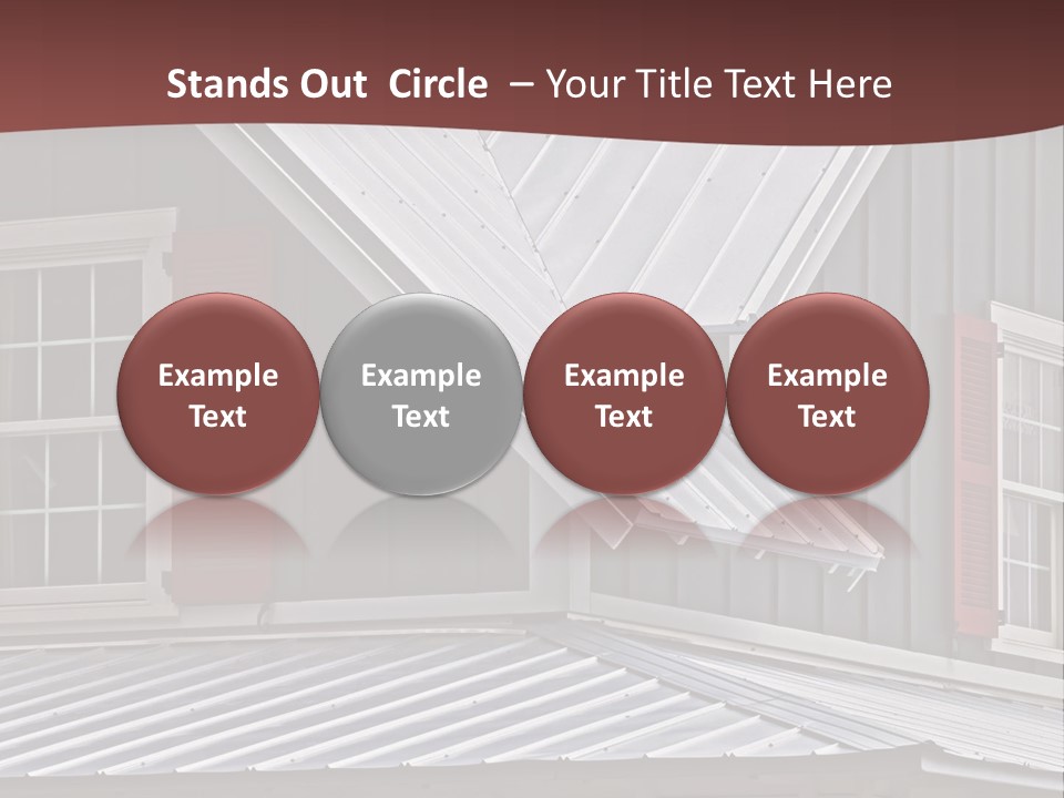 A Gray House With Red Shutters And A Metal Roof PowerPoint Template