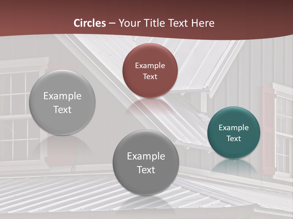 A Gray House With Red Shutters And A Metal Roof PowerPoint Template