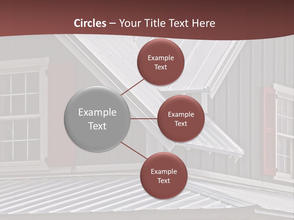 A Gray House With Red Shutters And A Metal Roof PowerPoint Template