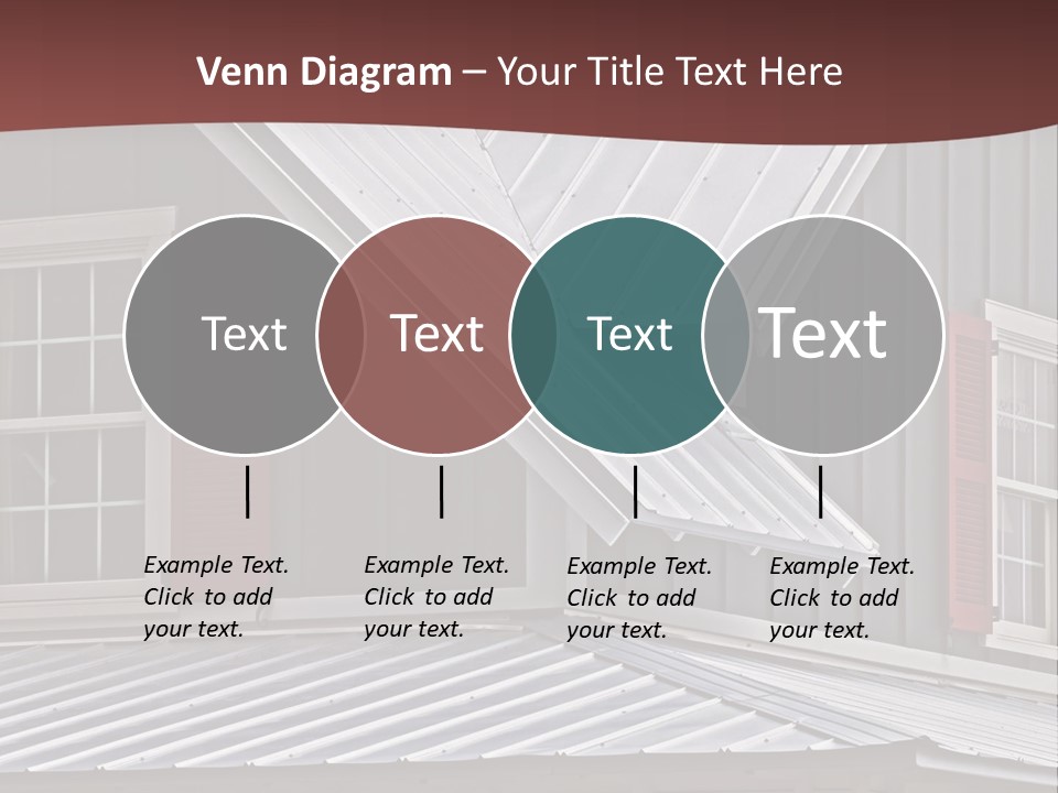 A Gray House With Red Shutters And A Metal Roof PowerPoint Template