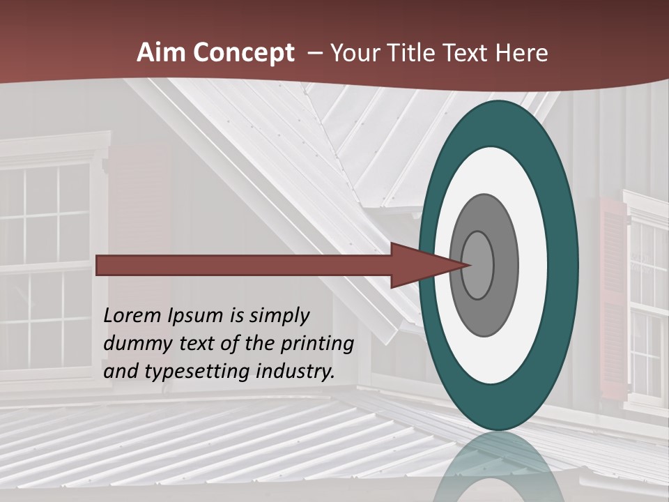 A Gray House With Red Shutters And A Metal Roof PowerPoint Template