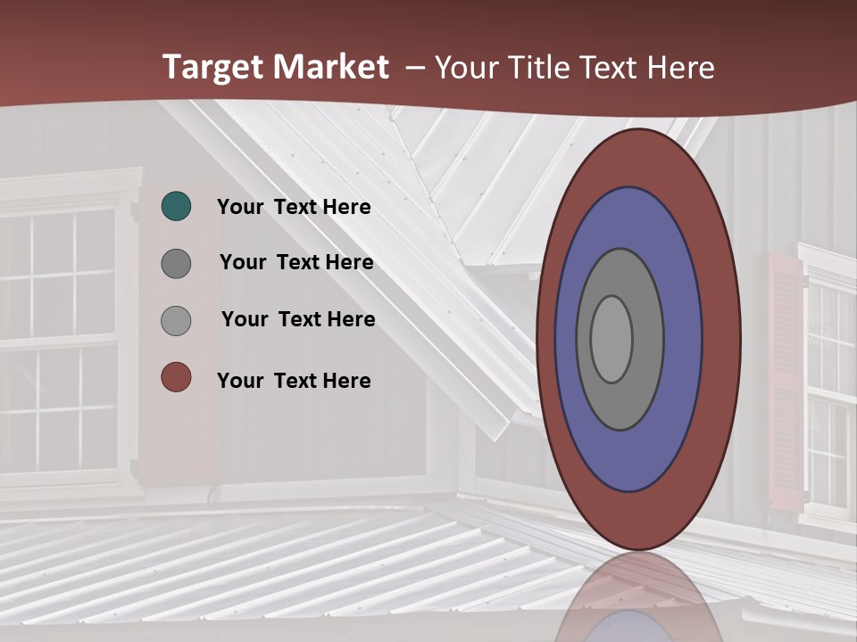 A Gray House With Red Shutters And A Metal Roof PowerPoint Template