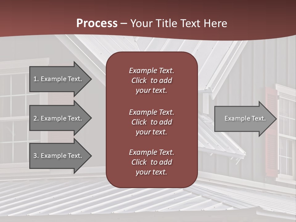 A Gray House With Red Shutters And A Metal Roof PowerPoint Template