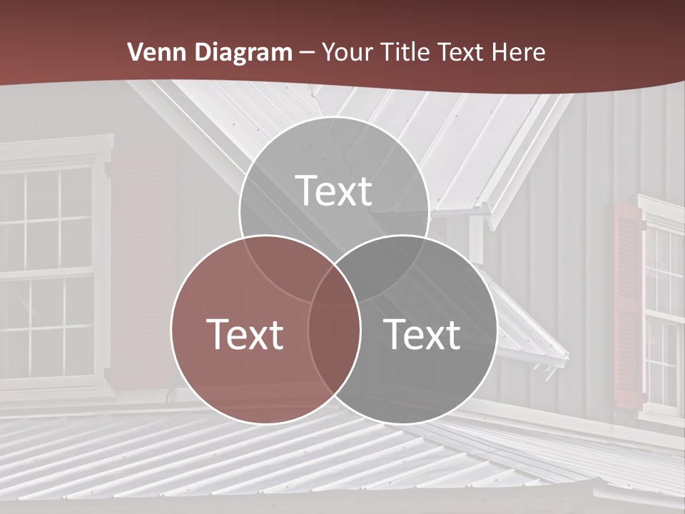 A Gray House With Red Shutters And A Metal Roof PowerPoint Template