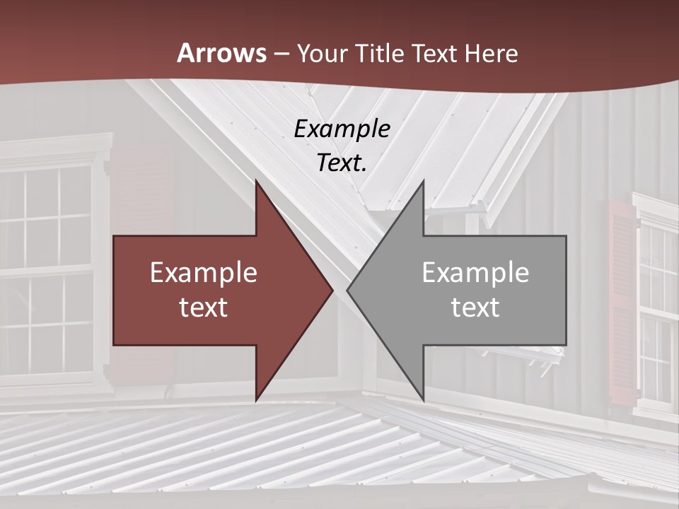 A Gray House With Red Shutters And A Metal Roof PowerPoint Template
