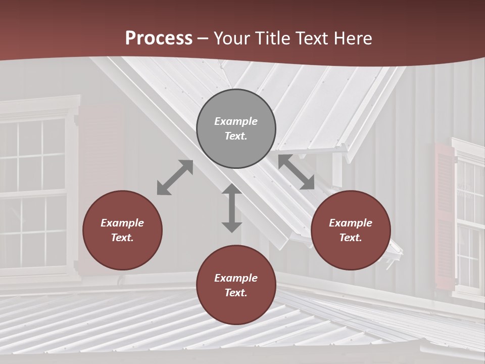 A Gray House With Red Shutters And A Metal Roof PowerPoint Template