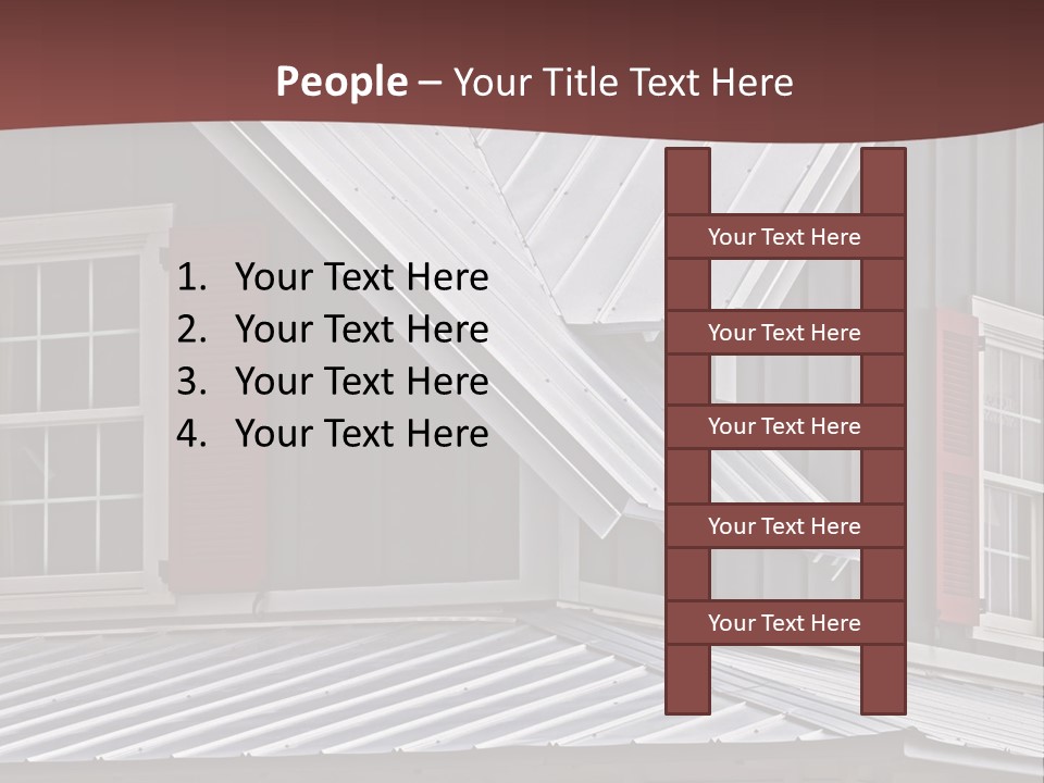 A Gray House With Red Shutters And A Metal Roof PowerPoint Template