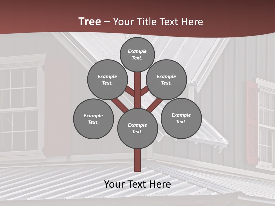 A Gray House With Red Shutters And A Metal Roof PowerPoint Template