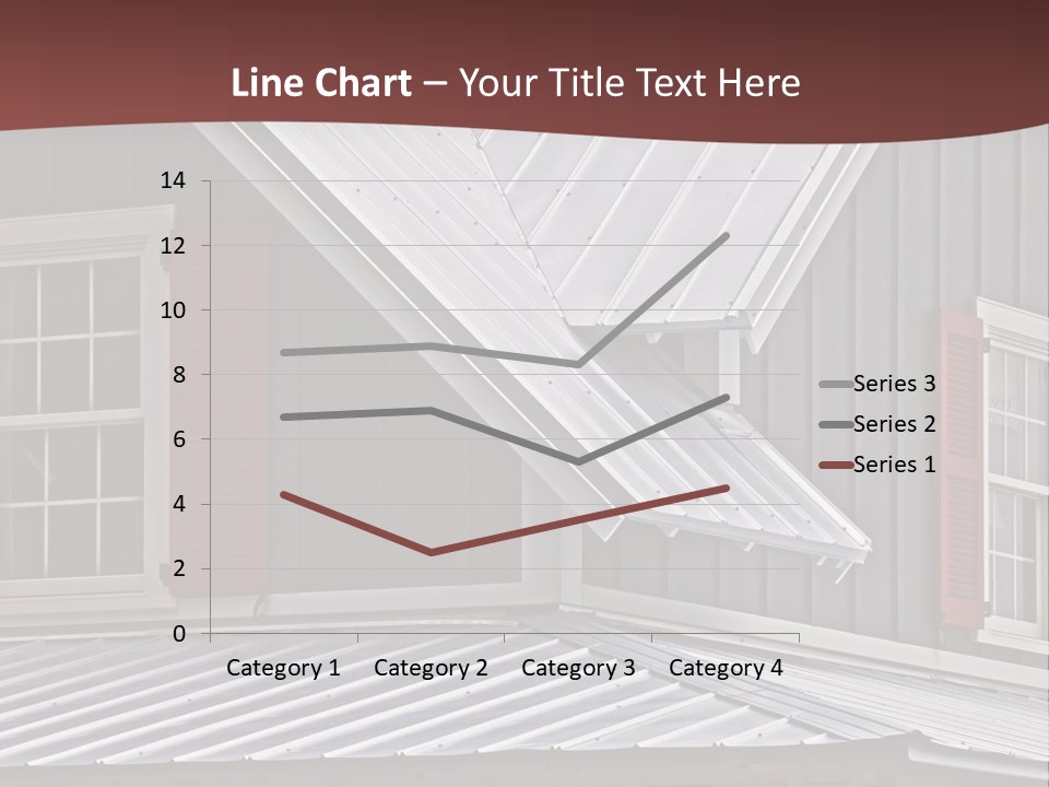 A Gray House With Red Shutters And A Metal Roof PowerPoint Template