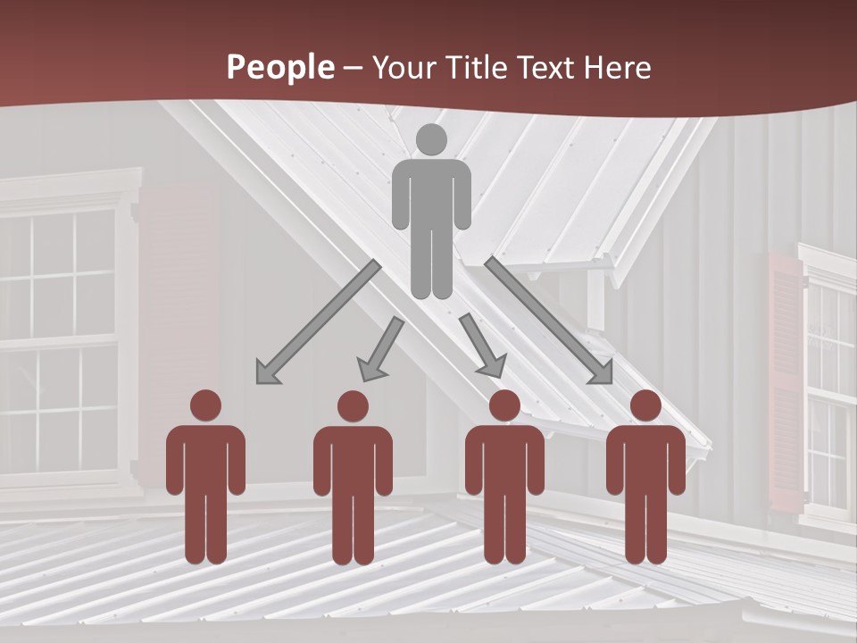 A Gray House With Red Shutters And A Metal Roof PowerPoint Template