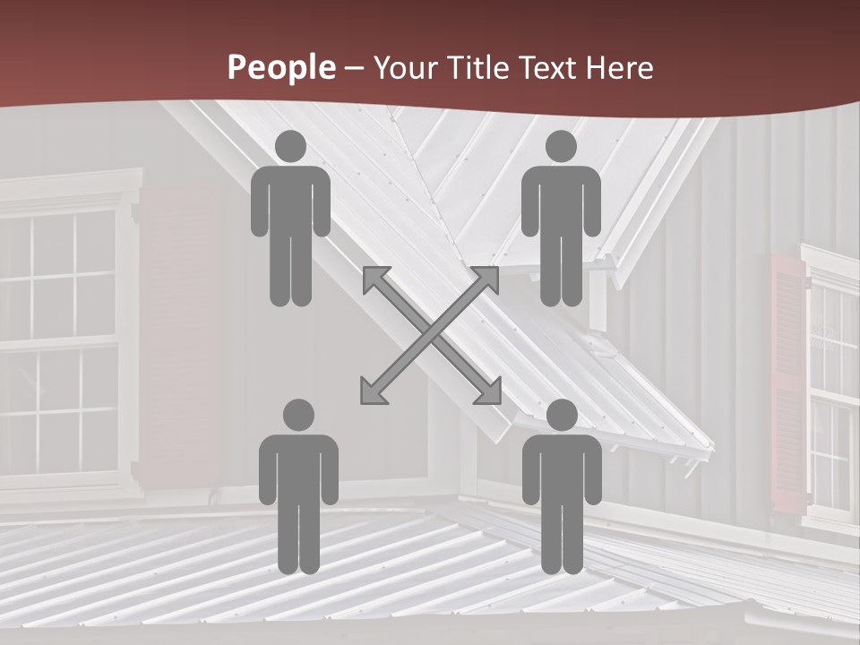 A Gray House With Red Shutters And A Metal Roof PowerPoint Template