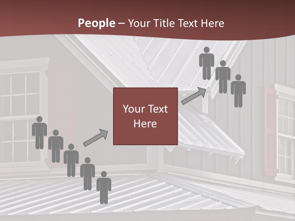 A Gray House With Red Shutters And A Metal Roof PowerPoint Template