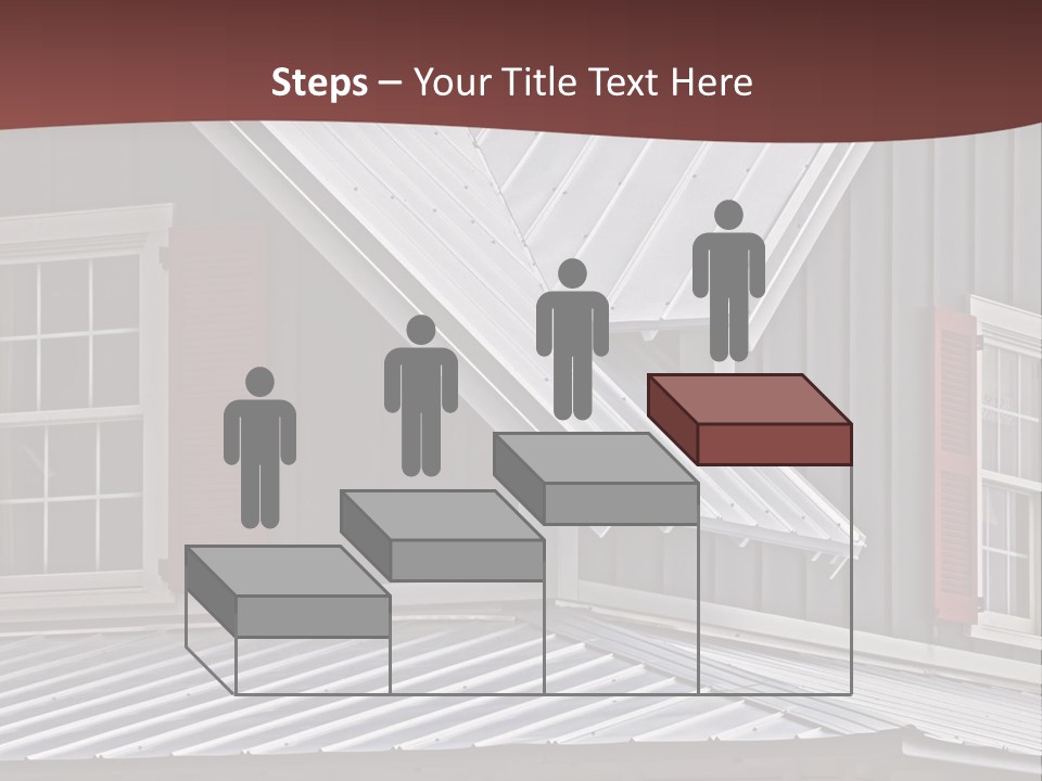 A Gray House With Red Shutters And A Metal Roof PowerPoint Template