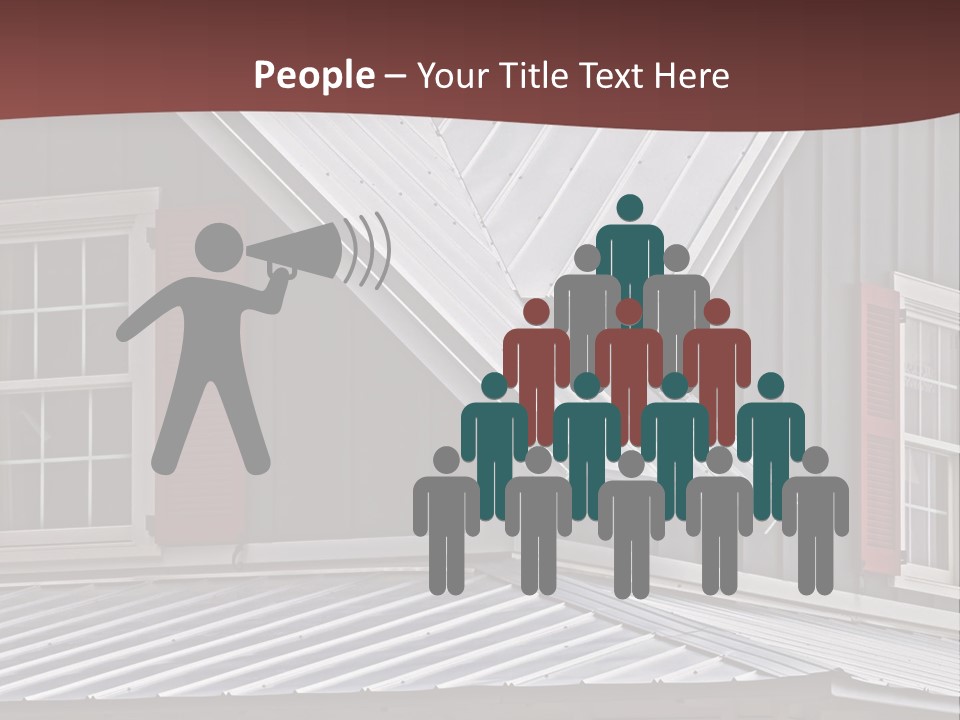 A Gray House With Red Shutters And A Metal Roof PowerPoint Template