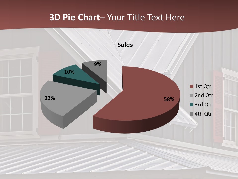 A Gray House With Red Shutters And A Metal Roof PowerPoint Template