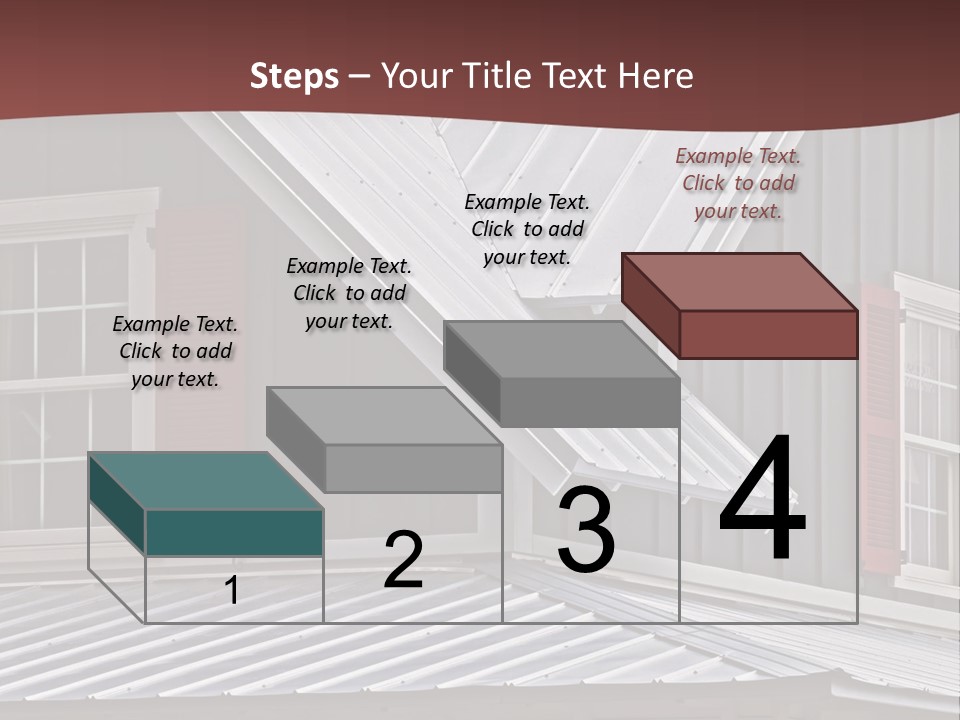 A Gray House With Red Shutters And A Metal Roof PowerPoint Template