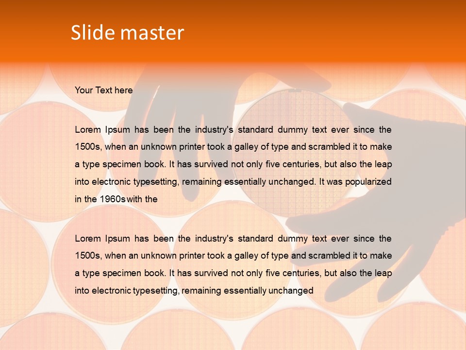 A Person's Hand Reaching For A Piece Of Orange Circles PowerPoint Template