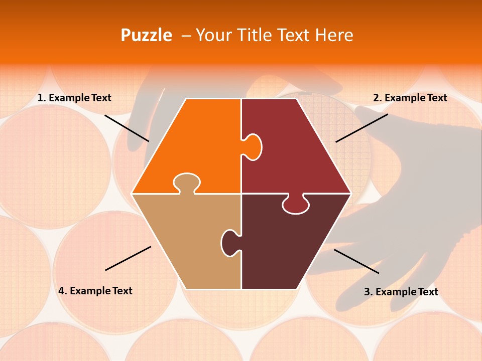 A Person's Hand Reaching For A Piece Of Orange Circles PowerPoint Template