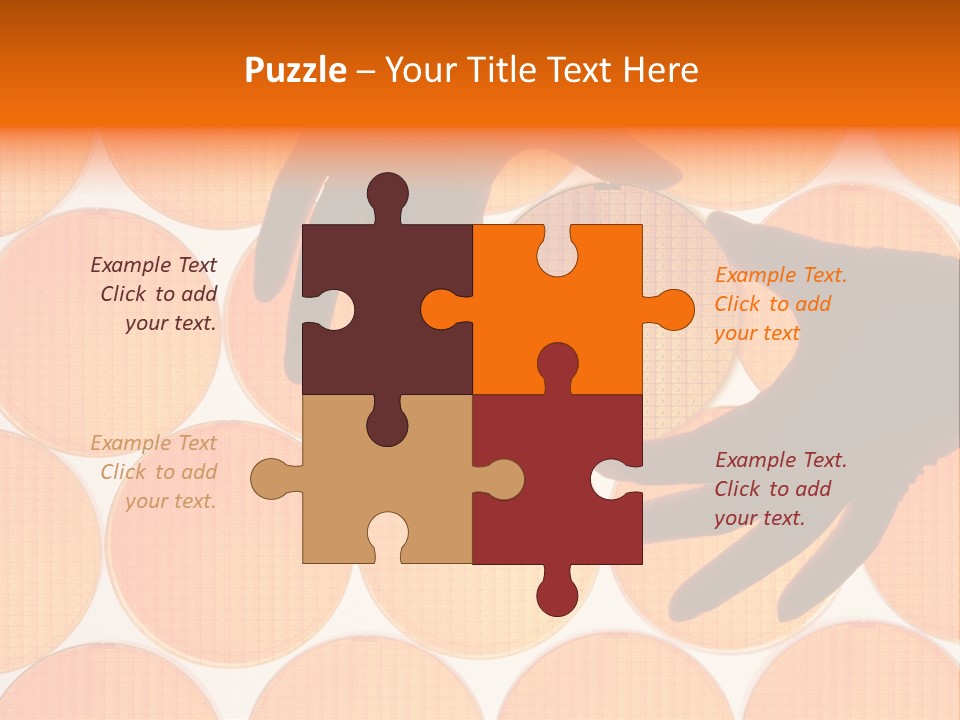 A Person's Hand Reaching For A Piece Of Orange Circles PowerPoint Template