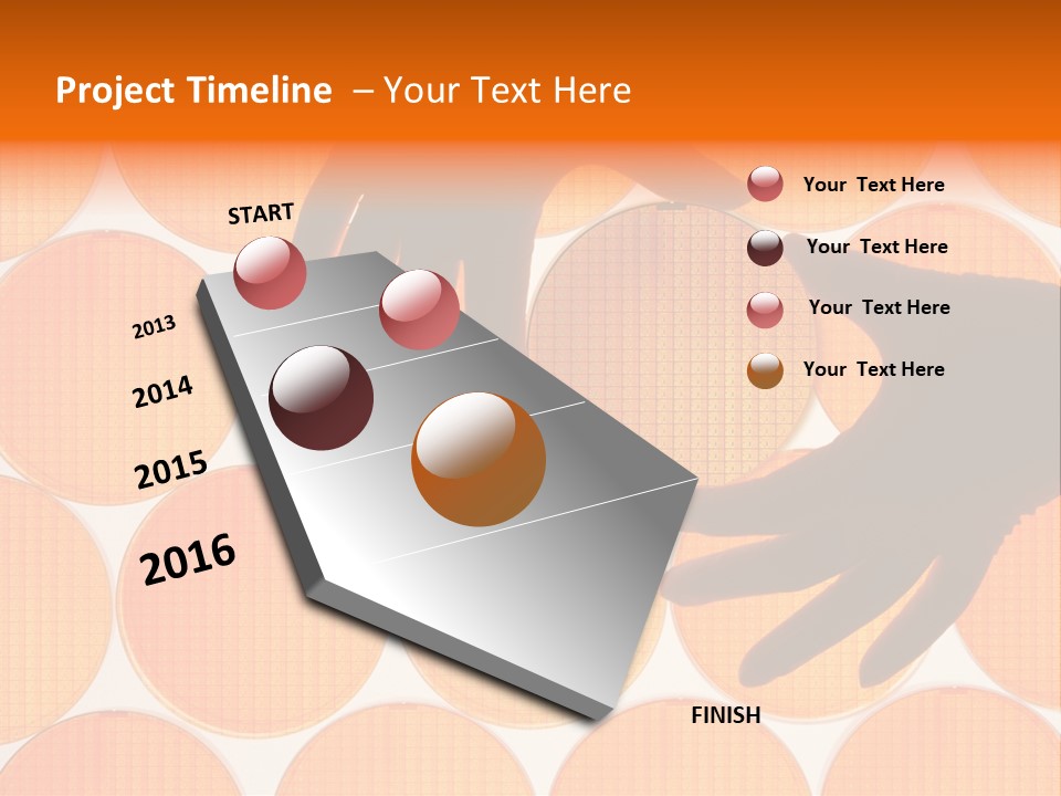 A Person's Hand Reaching For A Piece Of Orange Circles PowerPoint Template