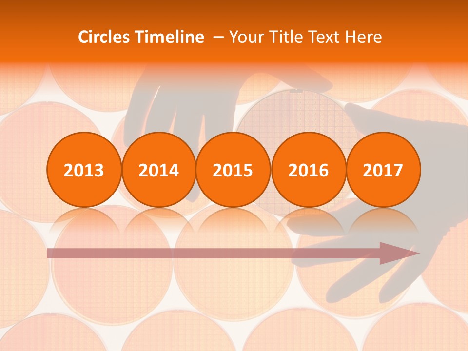 A Person's Hand Reaching For A Piece Of Orange Circles PowerPoint Template