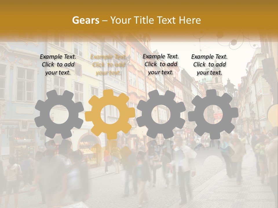 Crowded Street Many PowerPoint Template