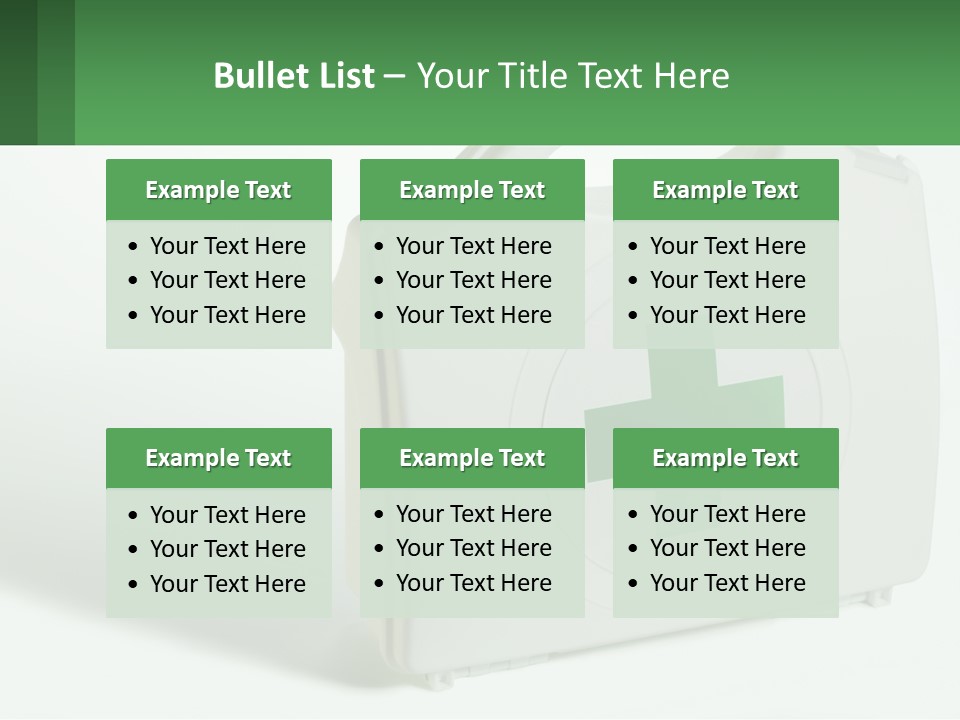 A Medical Kit With A Green Cross On It PowerPoint Template